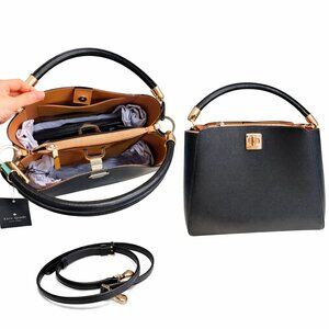 NWT Kate Spade Phoebe Black Leather Satchel Top Handle Crossbody KG755